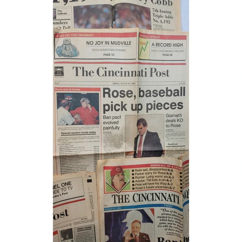 Lot Of Pete Rose 1989 Newspaper Clippings MLB Cincinnati Reds